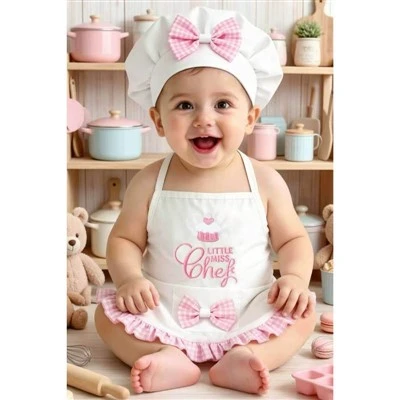 Conjunto Chef Recién Nacido Rosa con Lazo